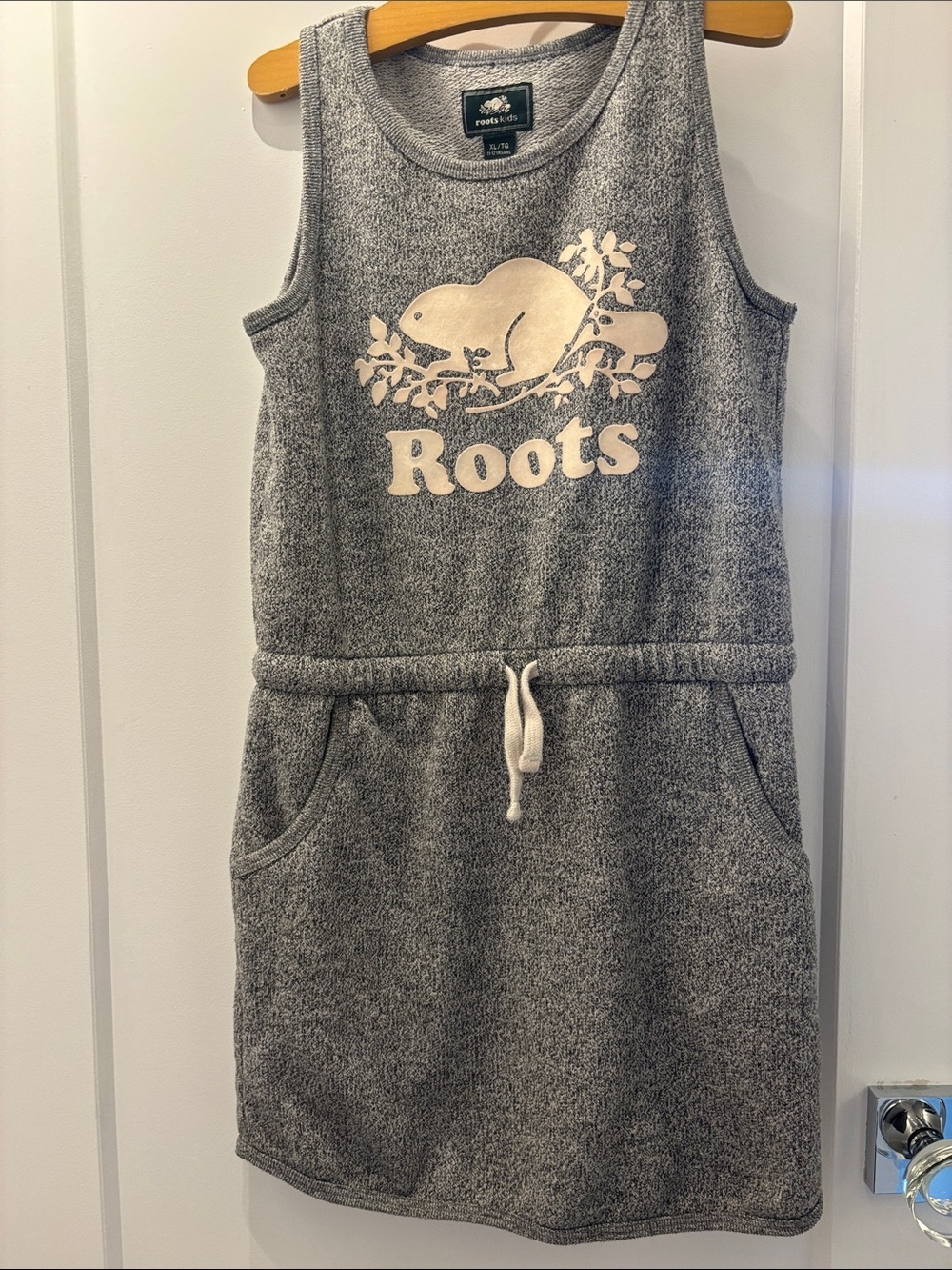 Roots Grey Knit Sleeveless Drawstring Waist Dress - Picture 1 of 4